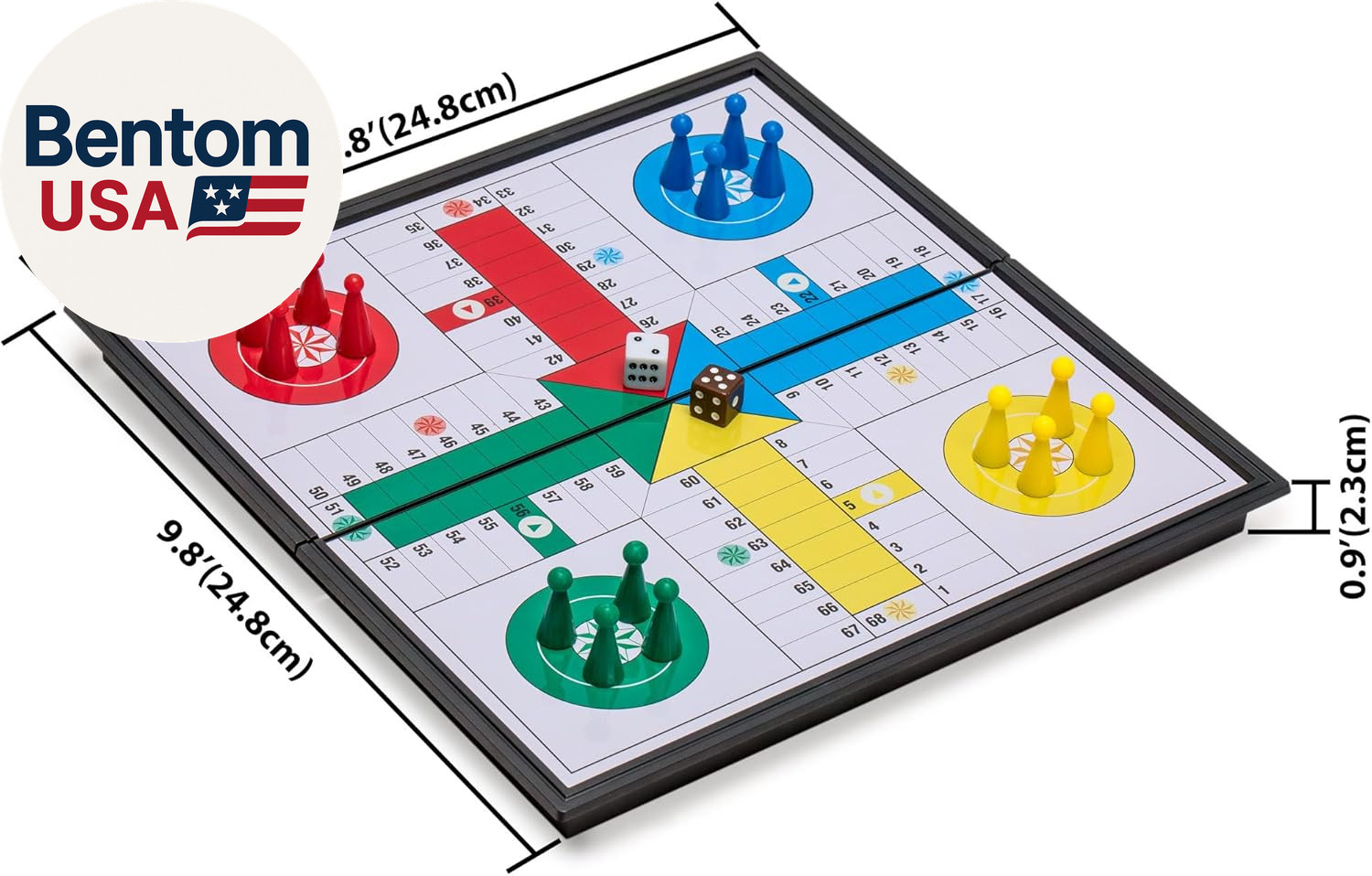 Magnetic Ludo Travel Game Set – 9.8″ Folding Board for Classic Portable Strategy