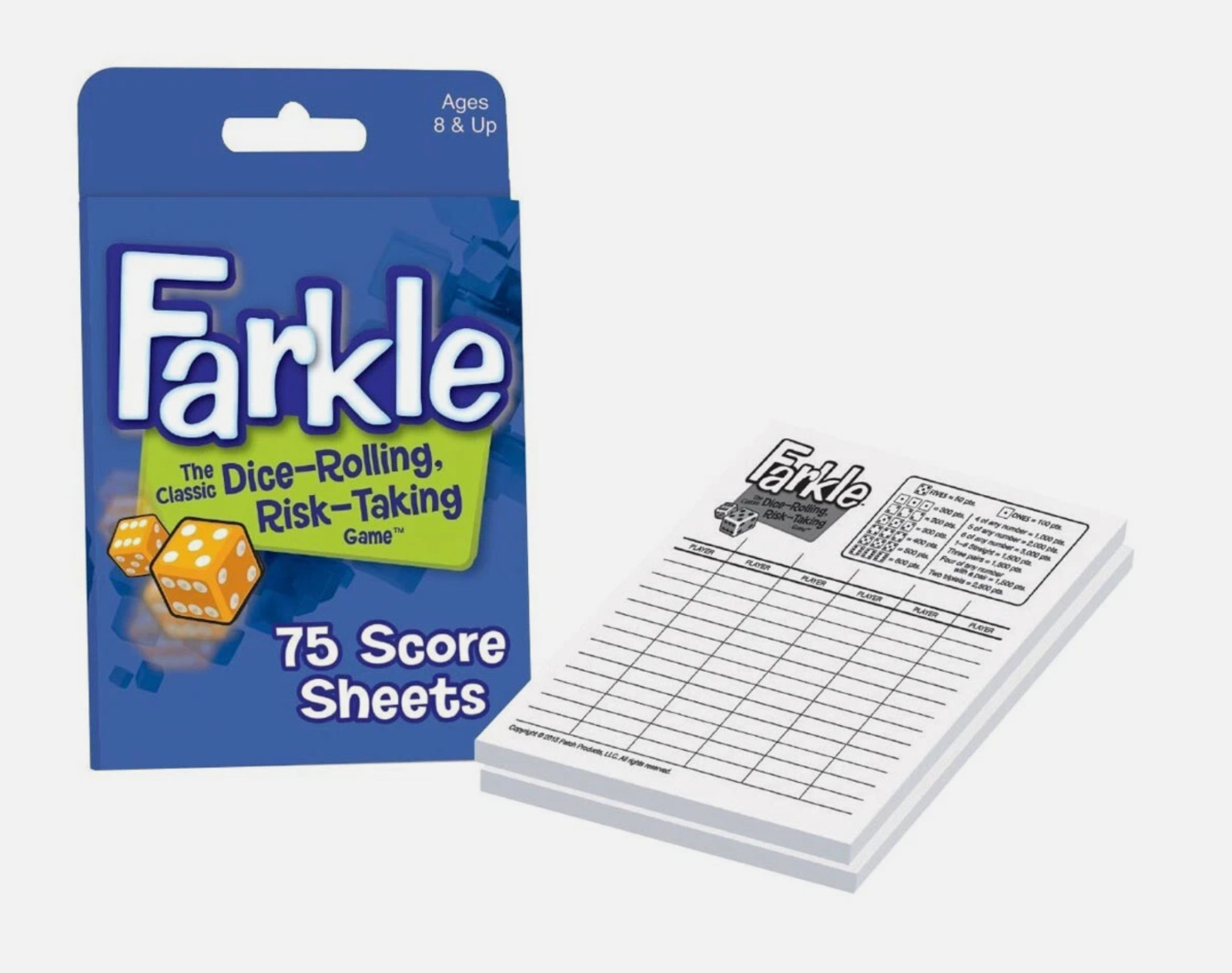 Farkle! Fun Cup & Dice Rolling Game with extra pack of 75 score sheets