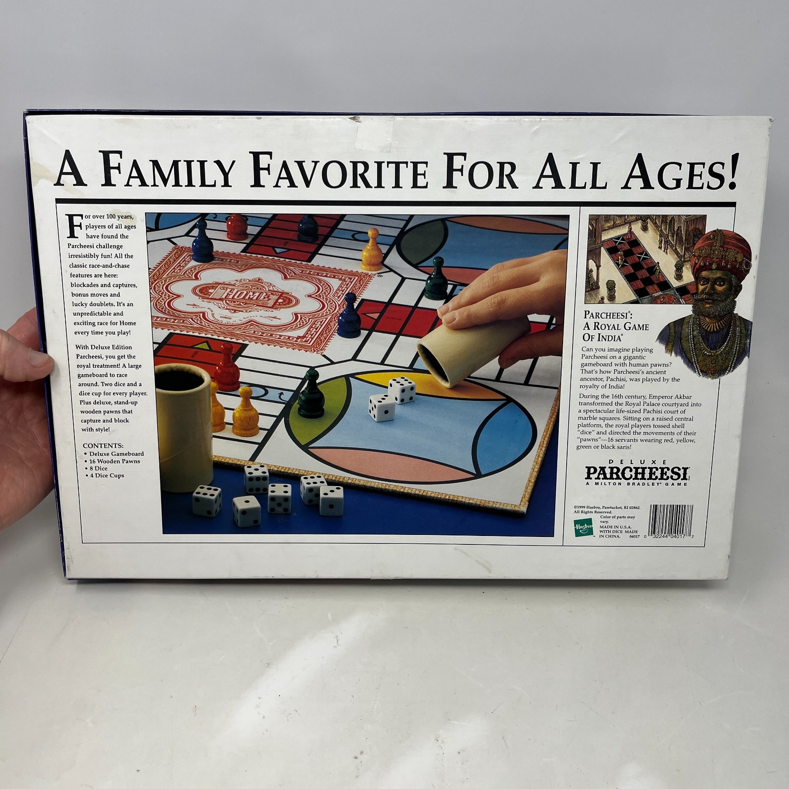 Deluxe Parcheesi 1999 Board Game by Milton Bradley Royal India COMPLETE
