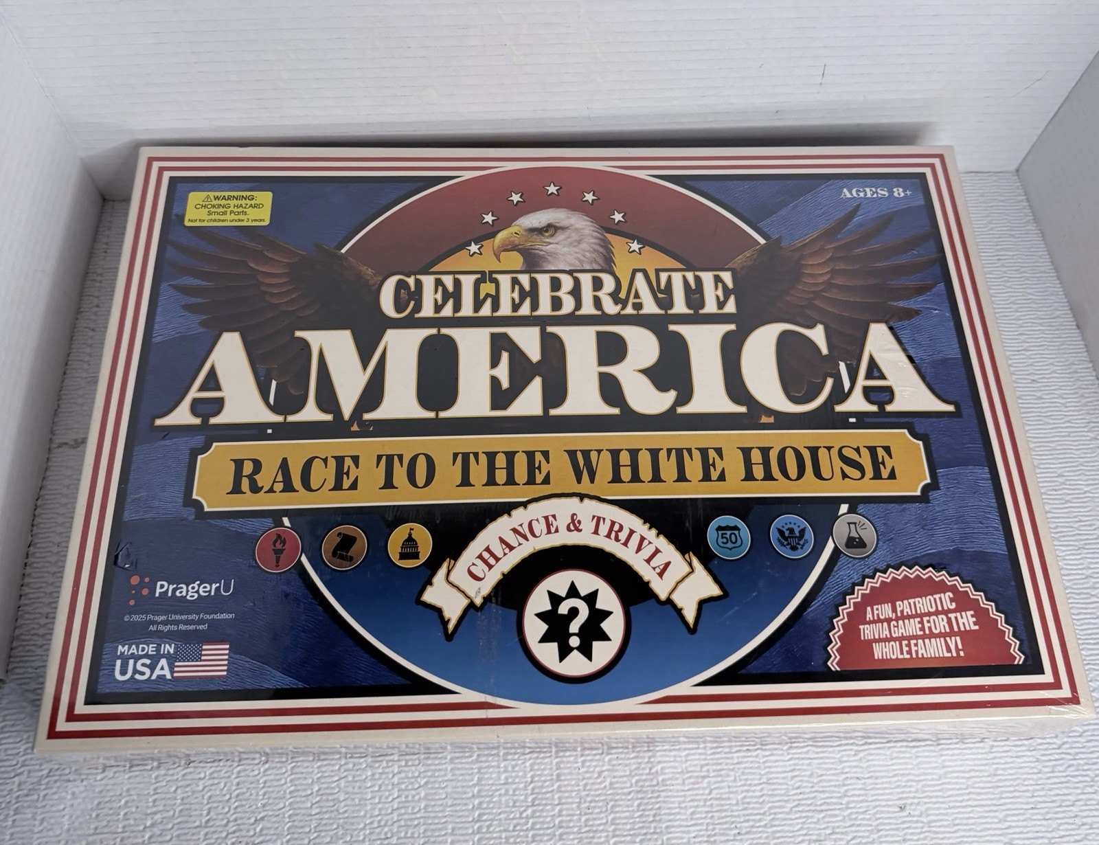 2025 PragerU: Celebrate America – Race to the White House Board Game, USA Trivia