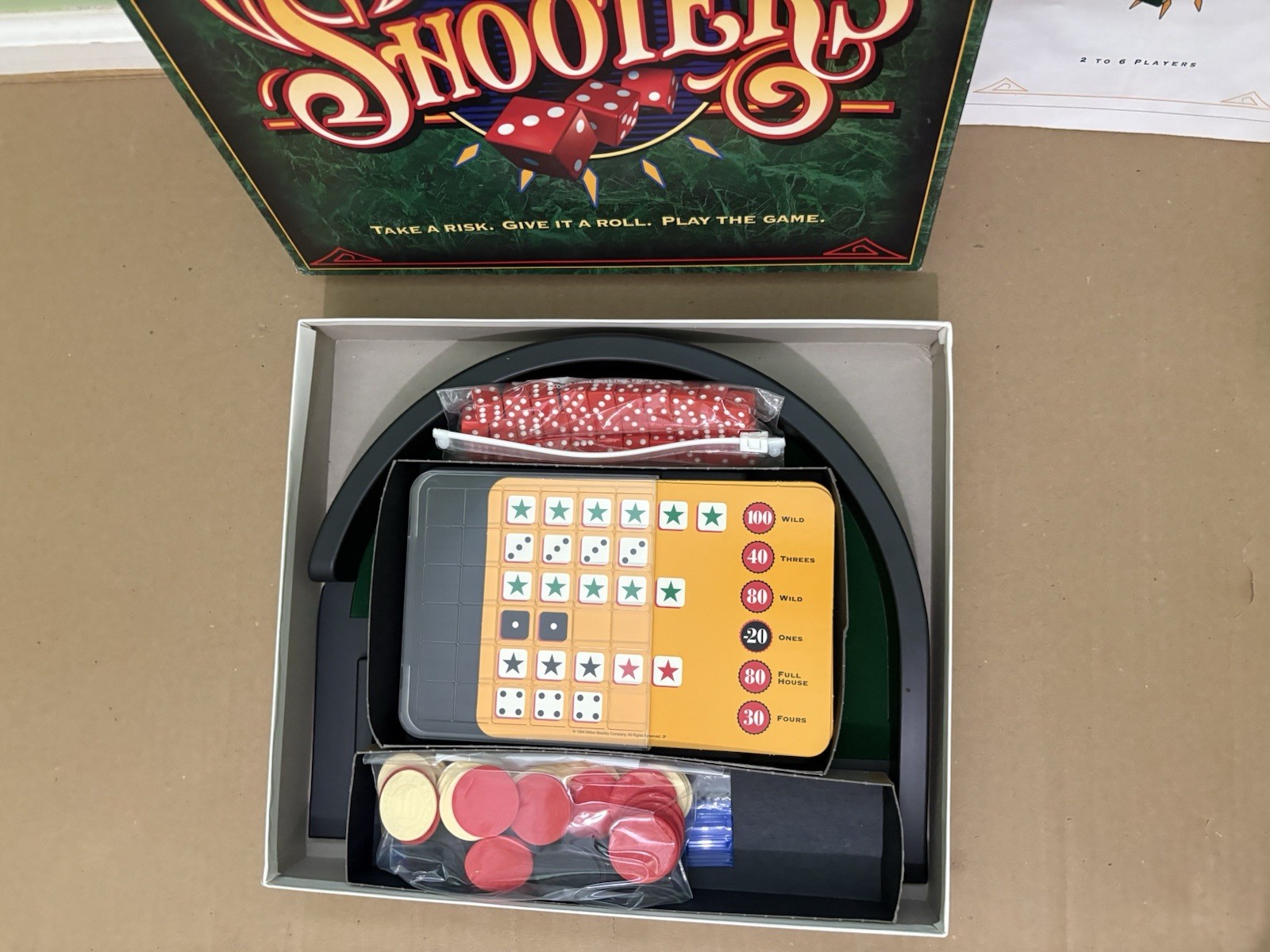 Sharp Shooters Dice & Chip Board Game 1994 Milton Bradley MB Complete Vintage