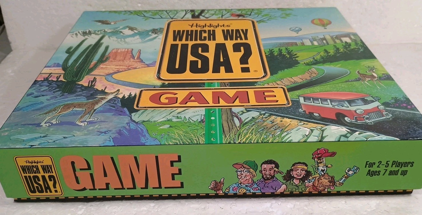 VTG Highlights Which Way USA? Board Game 100% Complete One Torn Corner