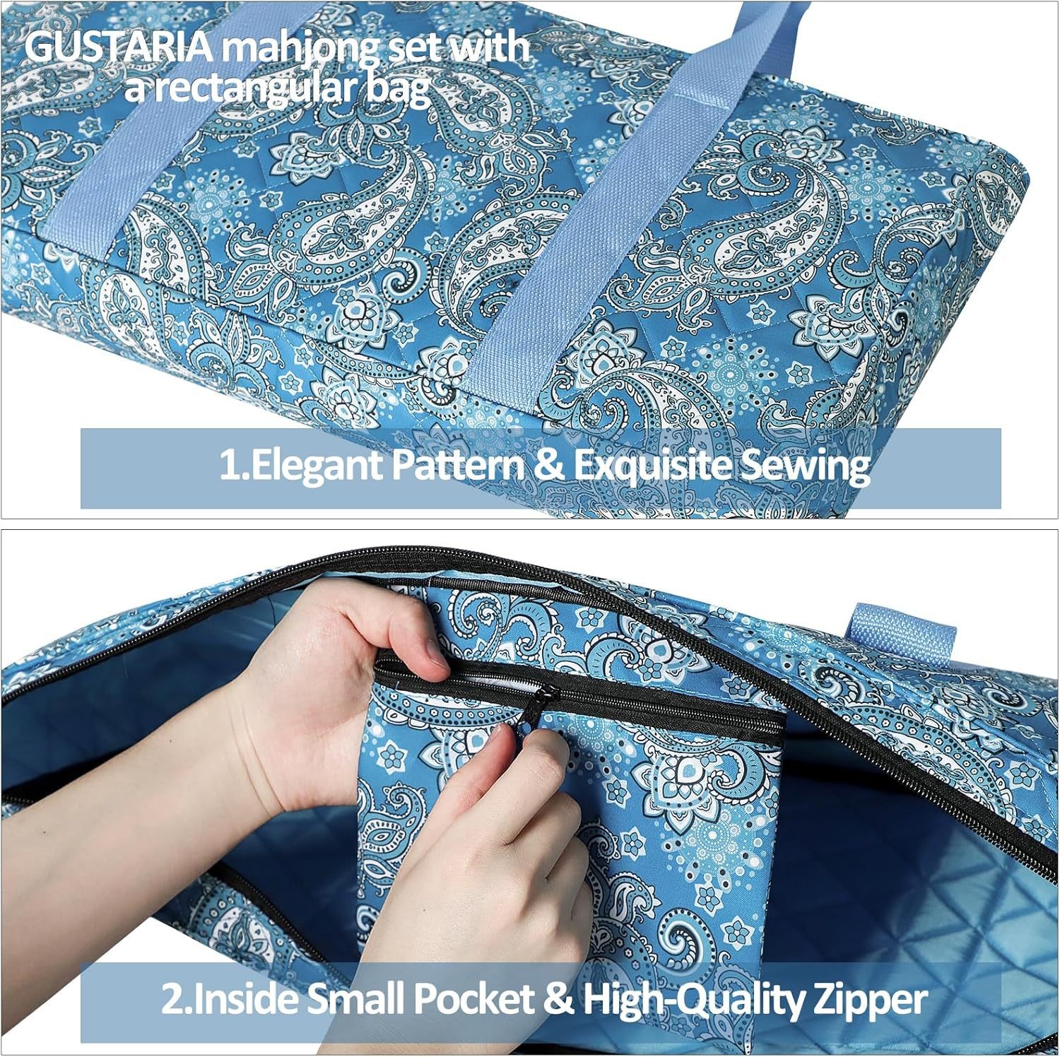 NEW!American Mahjong,160 deep blue Layered+Fashion Mahjong bag set Fast ship