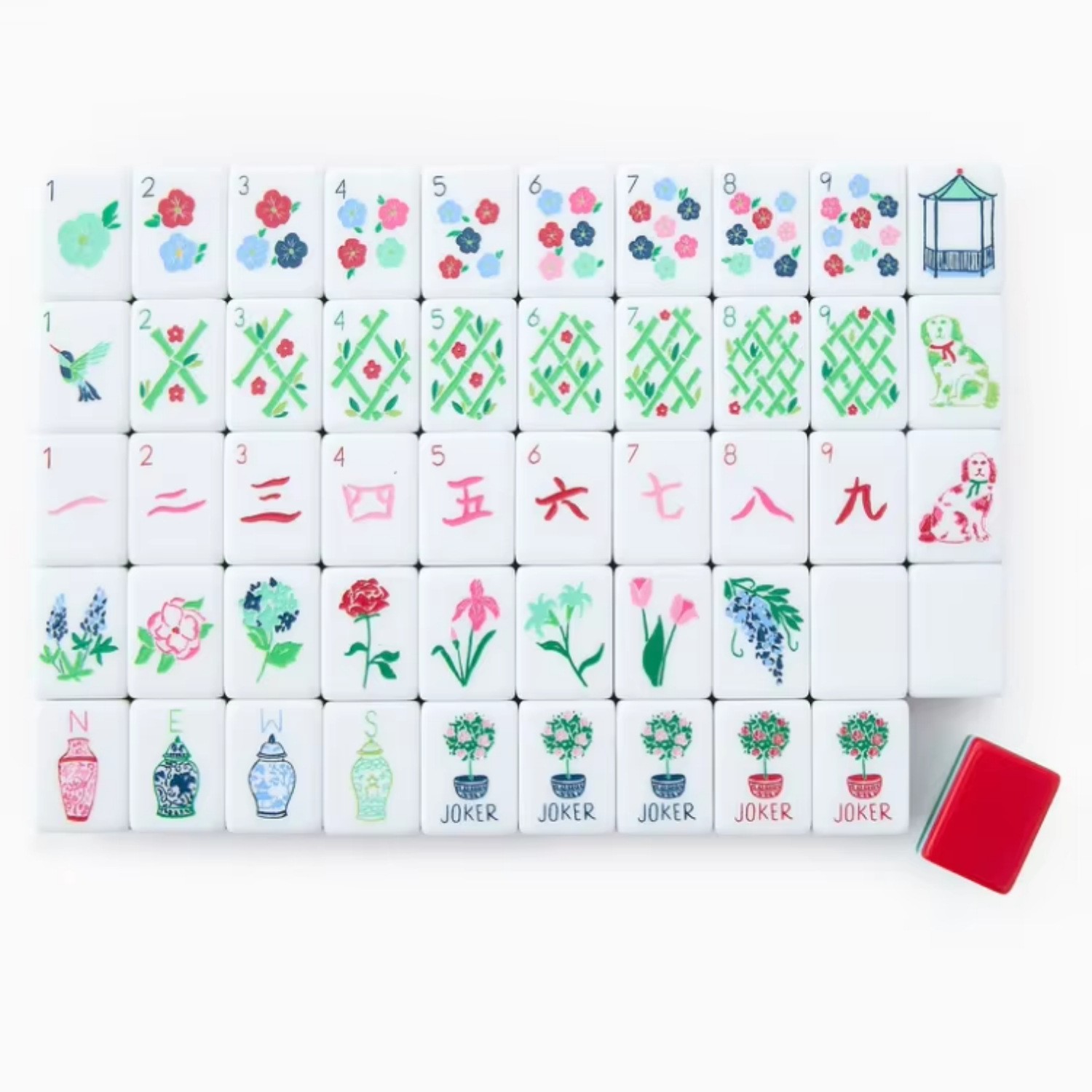 American Mahjong Game Set, 160 new red acrylic layered mahjong tiles