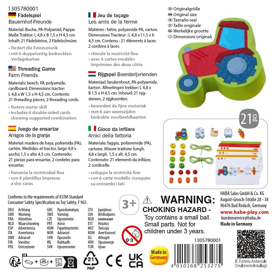 Friends of the Farm Lacing Game 305780 Educational Game From 3 Years Multicolor