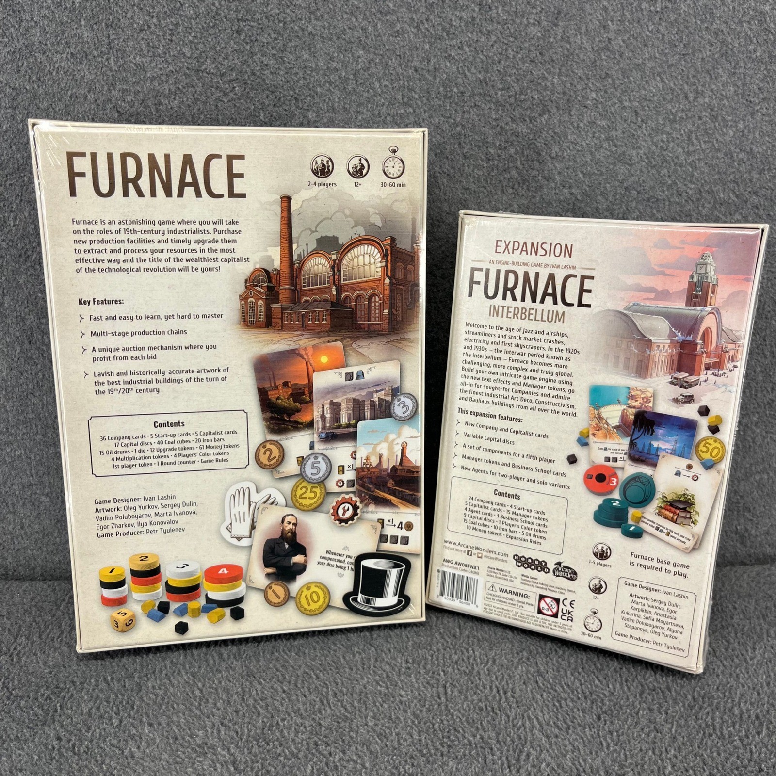 Arcane Wonders Furnace Board Game & Interbellum Expansion New Sealed Industrial