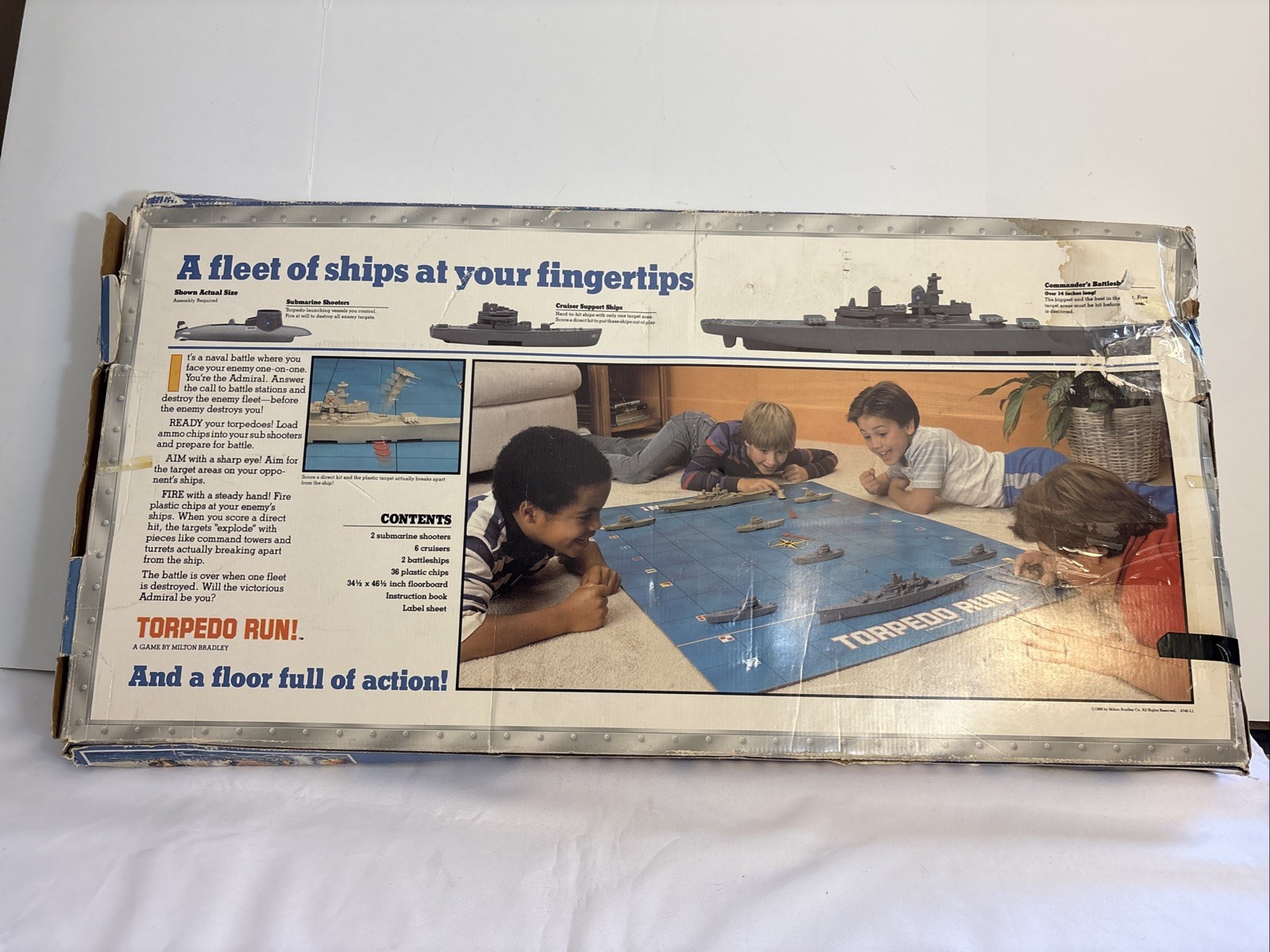 Torpedo Run Game Floor Wars COMPLETE In Original Box READ MIlton Bradley 1986 VG