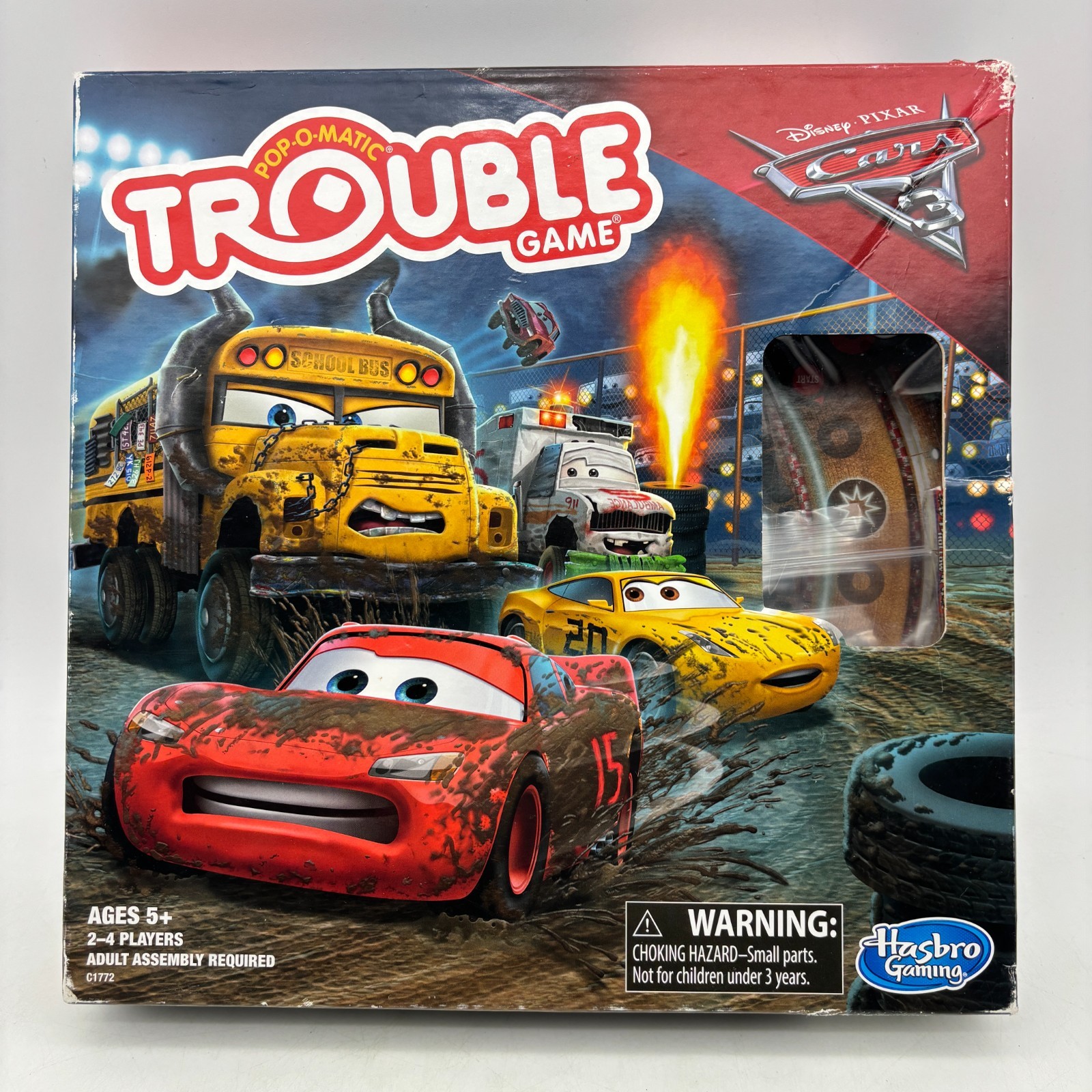 Disney Pixar Cars 3 Trouble Game COMPLETE Hasbro Gaming 2016 Pop O Matic Race