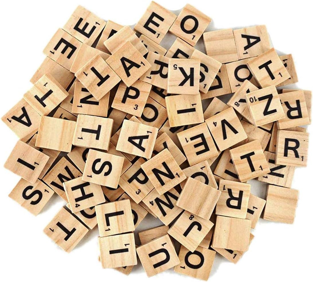 100Pcs Wooden Alphabet Tiles Scrabble Replacement Letters for Board Games
