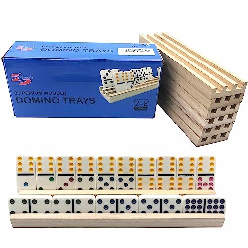 8 Pcs Natural Domino Trays Wooden Domino Racks Wood Domino Holders Domino