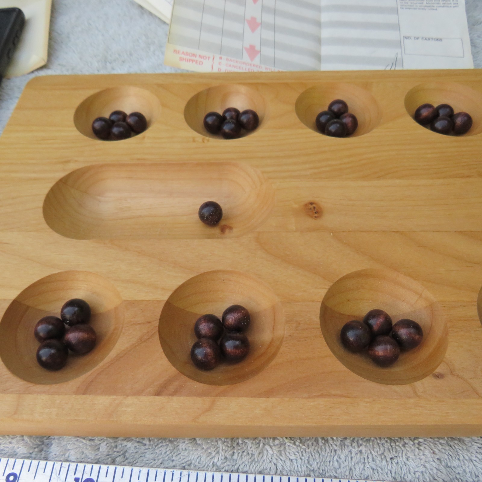 1977 Vintage Mancala 18+” by 8.5″ In Original Box Solid Wood