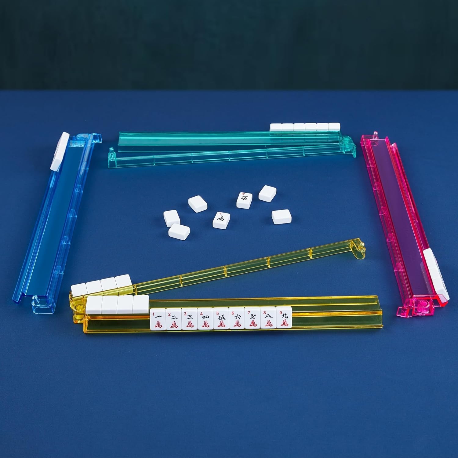 Mahjong Racks with Pushers, Clear Acrylic American Majiang Tile Racks, Enhanc…