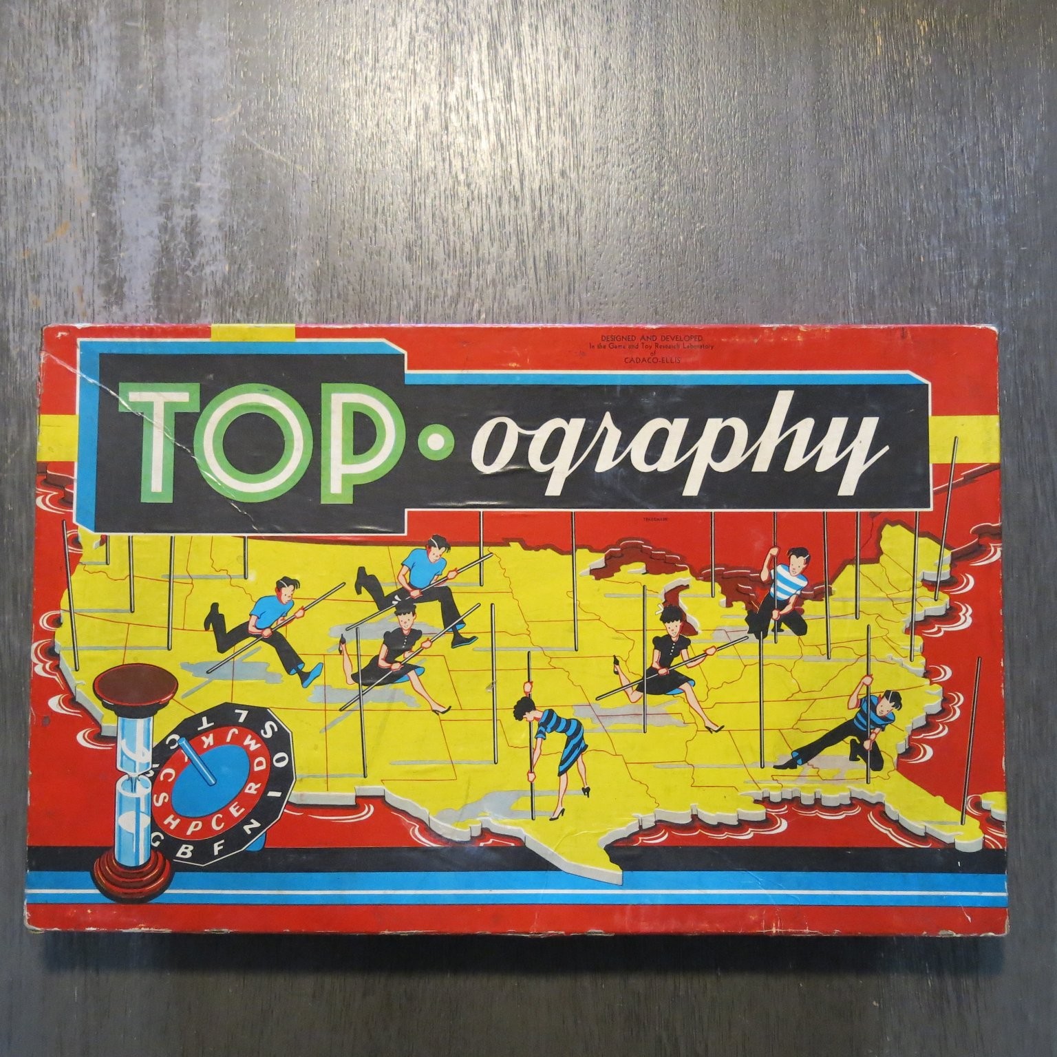 Top-Ography Cadaco-Ellis Board Game 2-6 Players Ages All Educational 1951