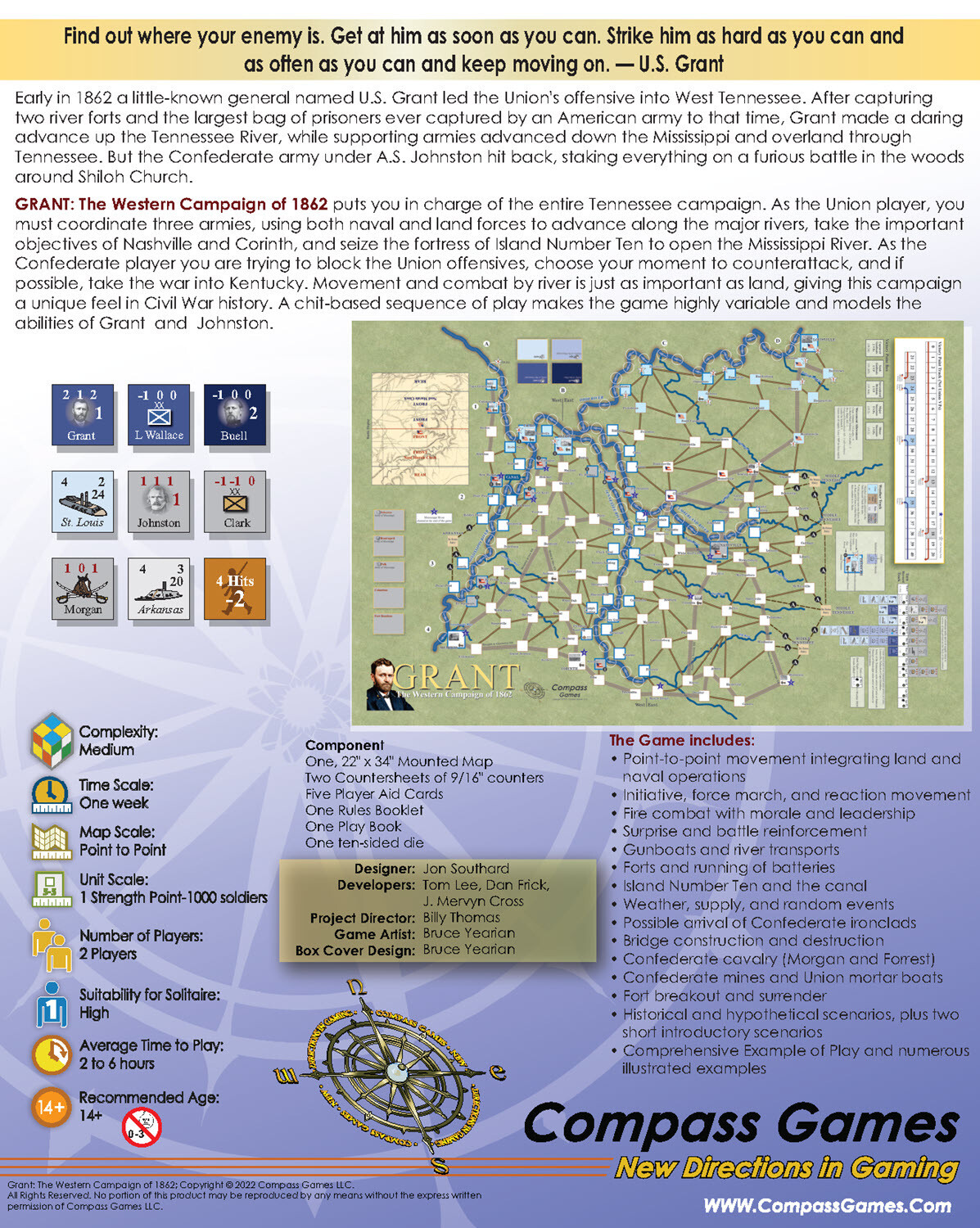 Compass Games Grant: The Western Campaign Of 1862 NISW Fast Shipping