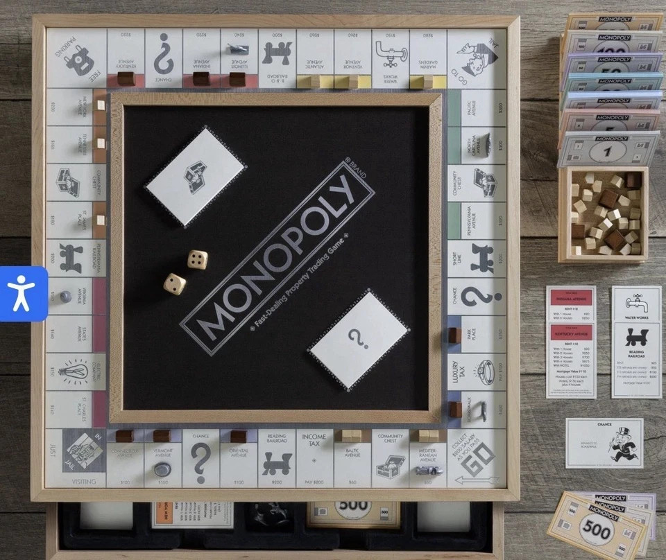 Monopoly Luxe Edition Maple Wood Cabinet Luxury Premium Game Board