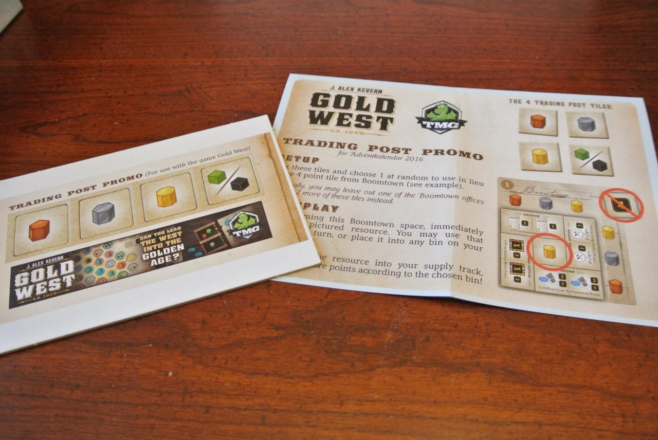 GOLD WEST – TRADING POST Board Game Expansion Promo BRETTSPIEL ADVENT CALENDAR