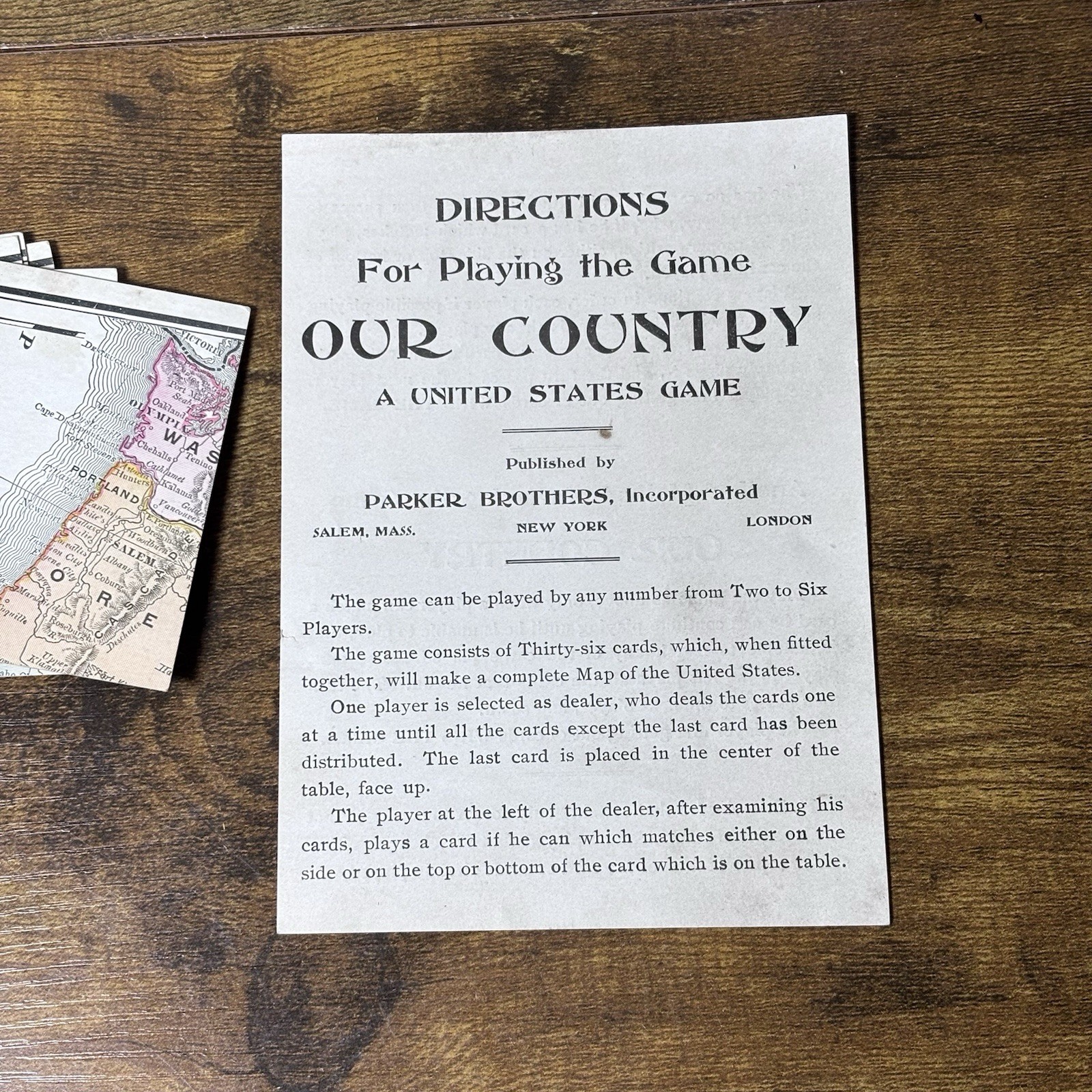 Antique 1910 Parker Brothers Our Country United States Map Game Complete