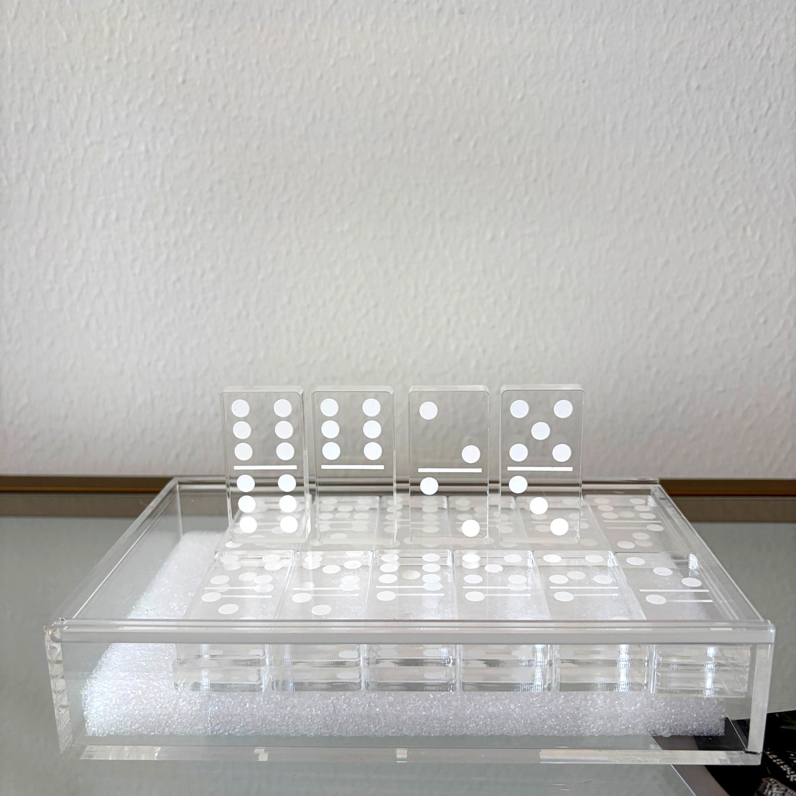 Clear Acrylic Dominoes Game Set in Case 4×7 by Sagebrook Home NEW