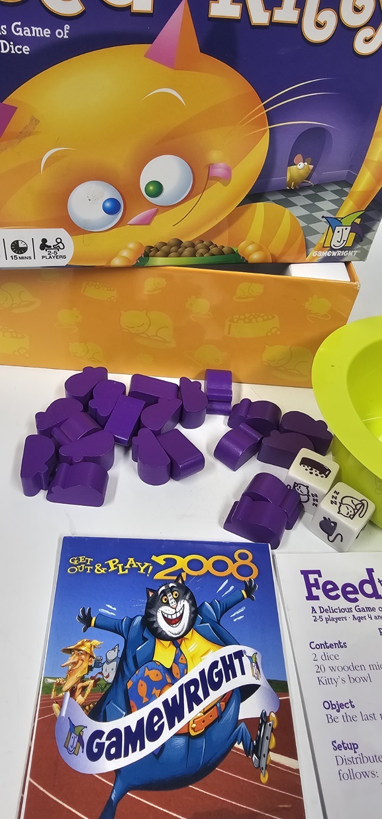 Feed the Kitty Delicious Mice and Dice Board Game GameWright 100% Complete