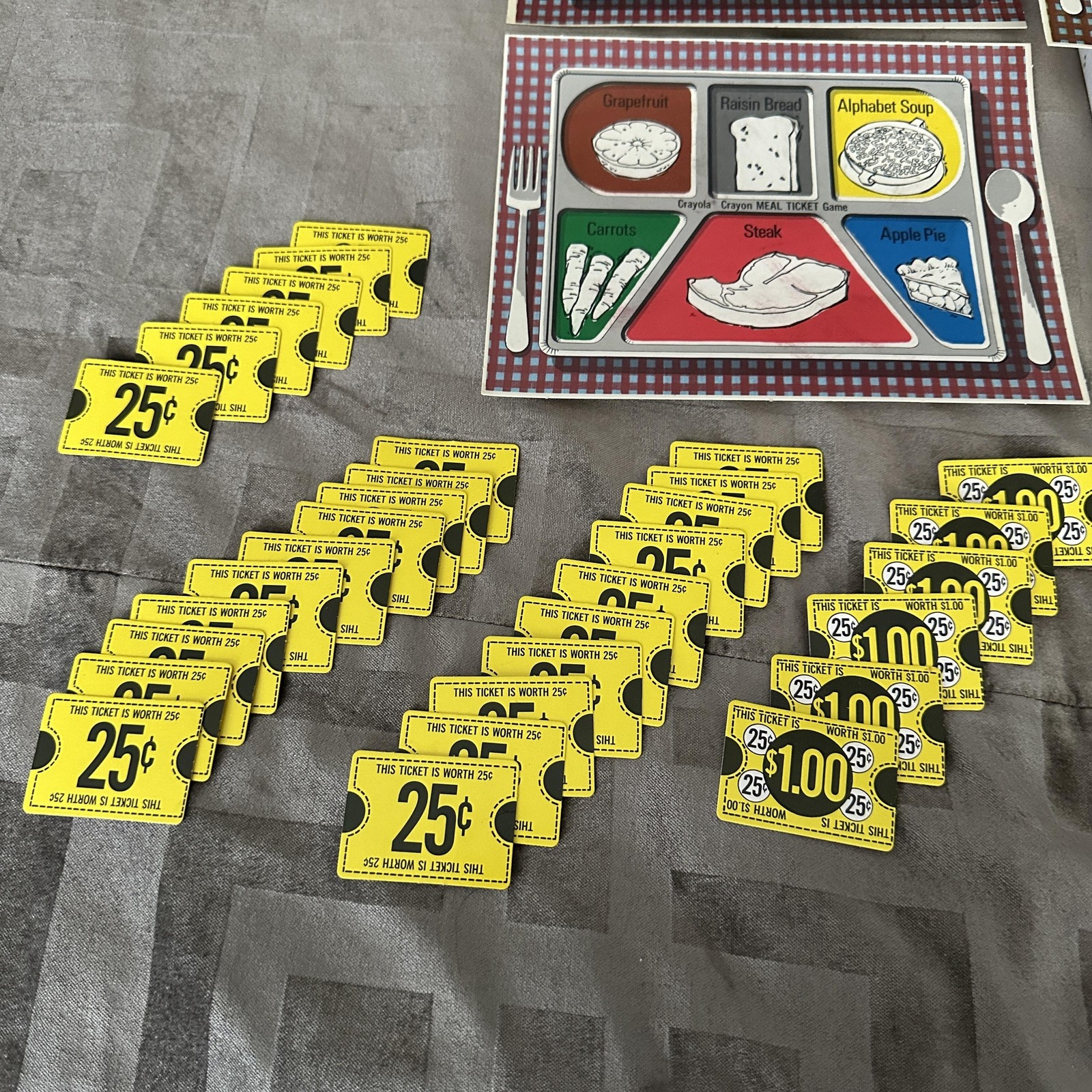 Vintage 1975 Crayola Crayon Meal Ticket Edu-Cards Kids Board Game Ages 5-10
