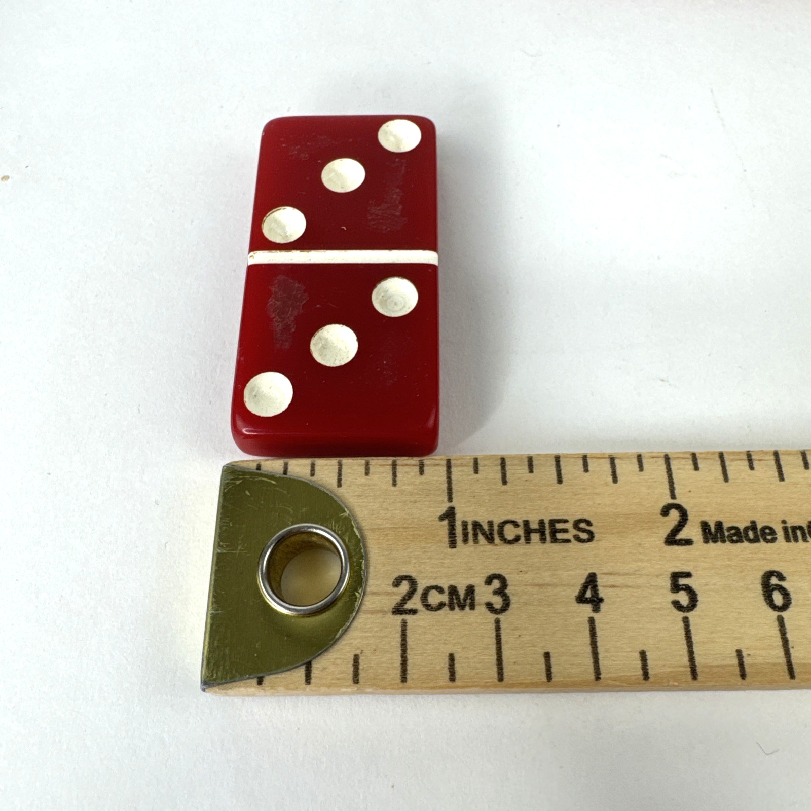 Vintage MCM PUREMCO #616 Standard Size Marblelike RED DOMINOES 2″ Tile GAME Box