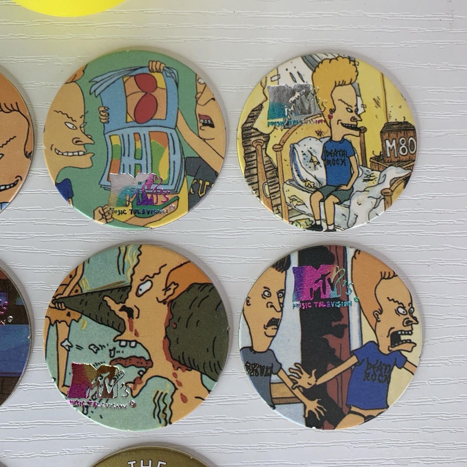 Vintage Pogs Slammers 1992 Beavis Butthead Bruce Lee Porsche Bad Boy Case Xlnt