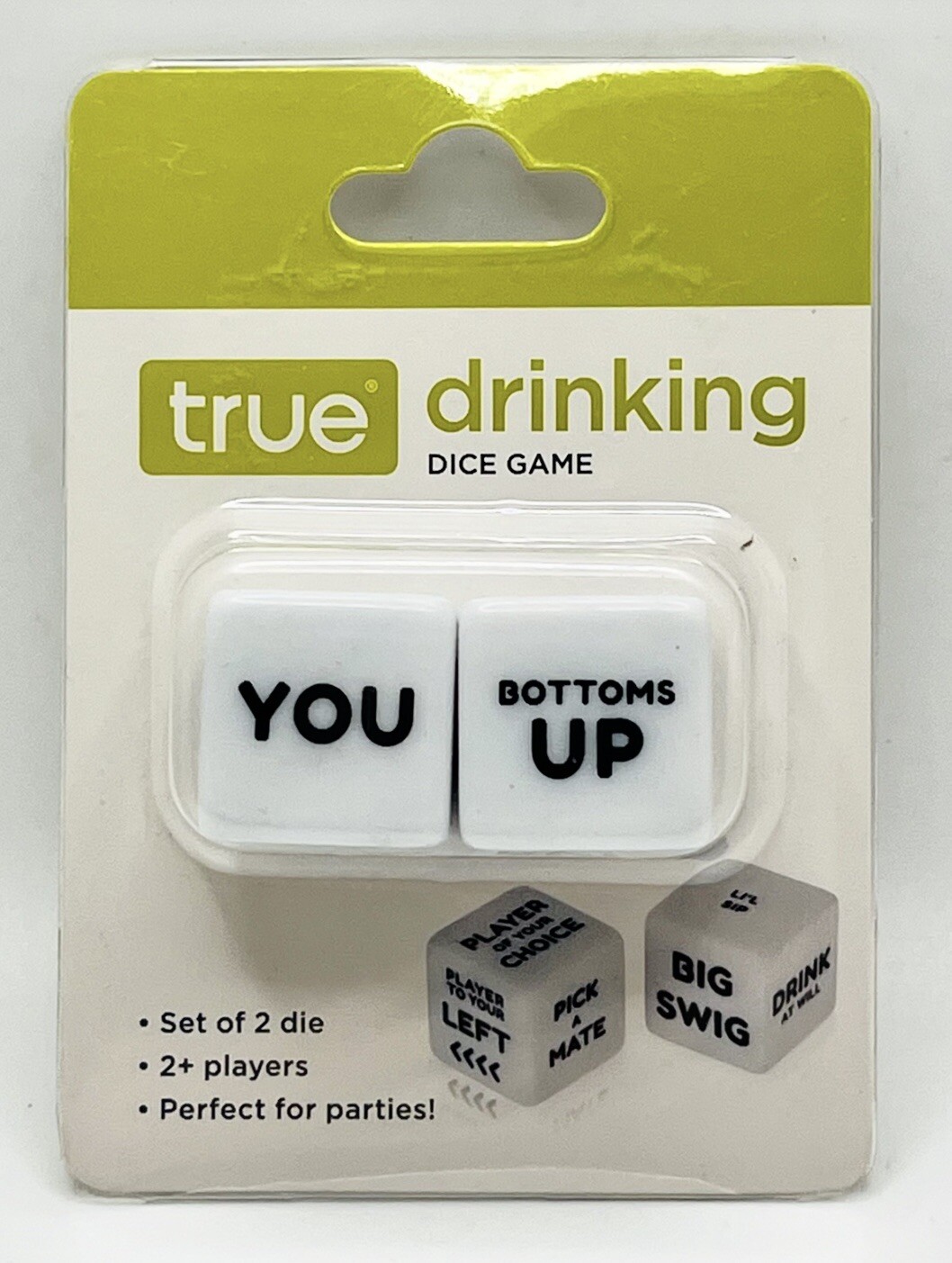True Drinking Dice Game Set of 2 Word Die, Party Drinking Game 2+ Players NEW