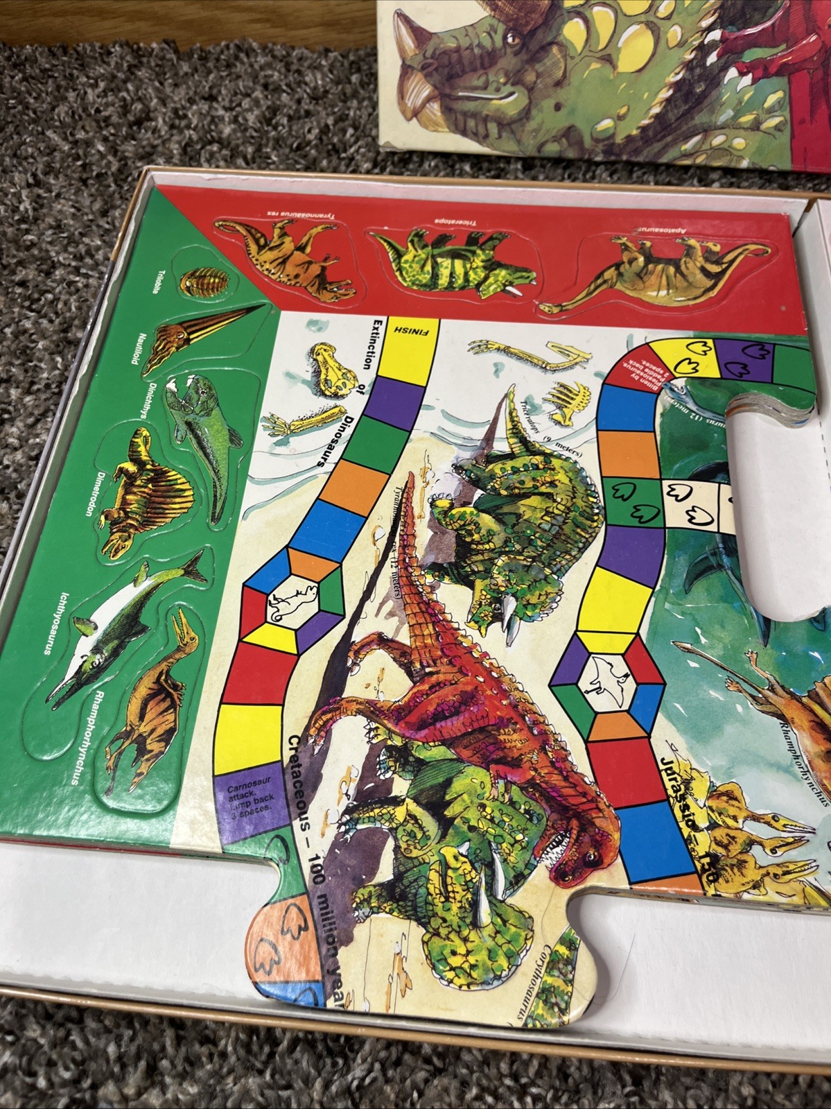 Vintage Aristoplay Dinosaurs And Things Board Game 100% Complete in Box 1987