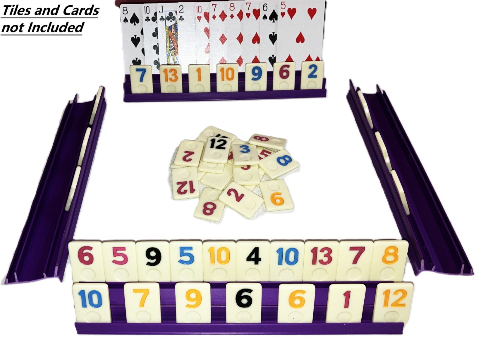 Rummy Tiles Cards Racks PURPL Holders Trays Set of 4 Racks Games Hands Organizer