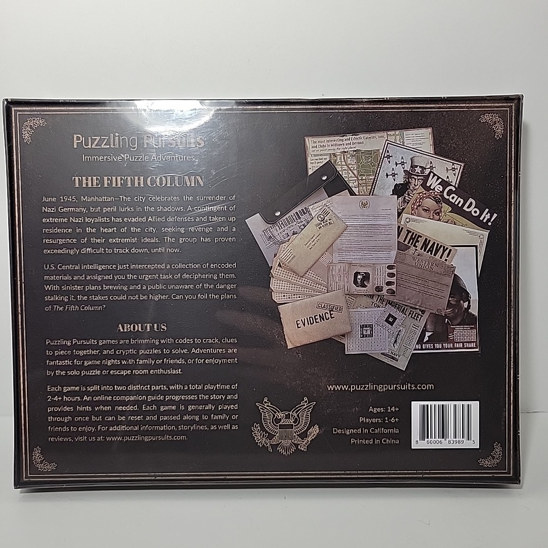 New The Fifth Column Puzzling Pursuits Board Game Sealed