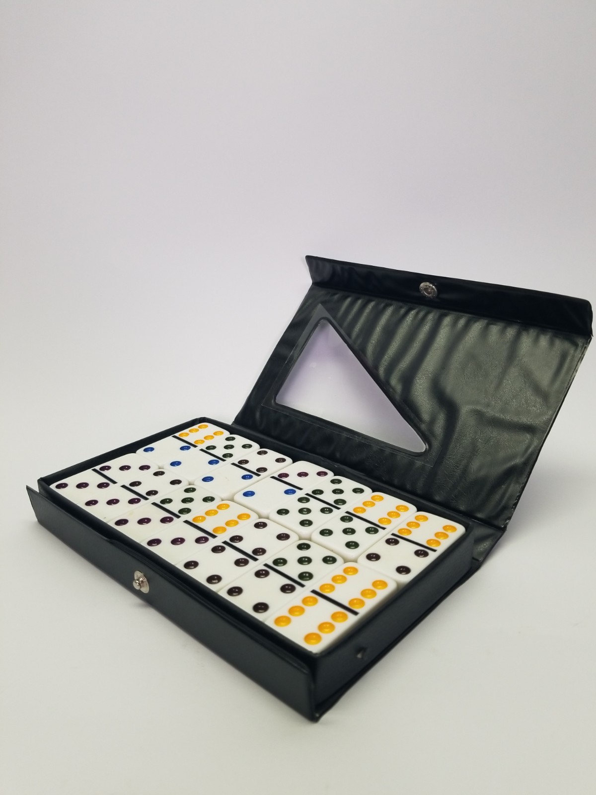 PuremcoDominies Double 6 Tournament Size In A Black Faux Leather Case
