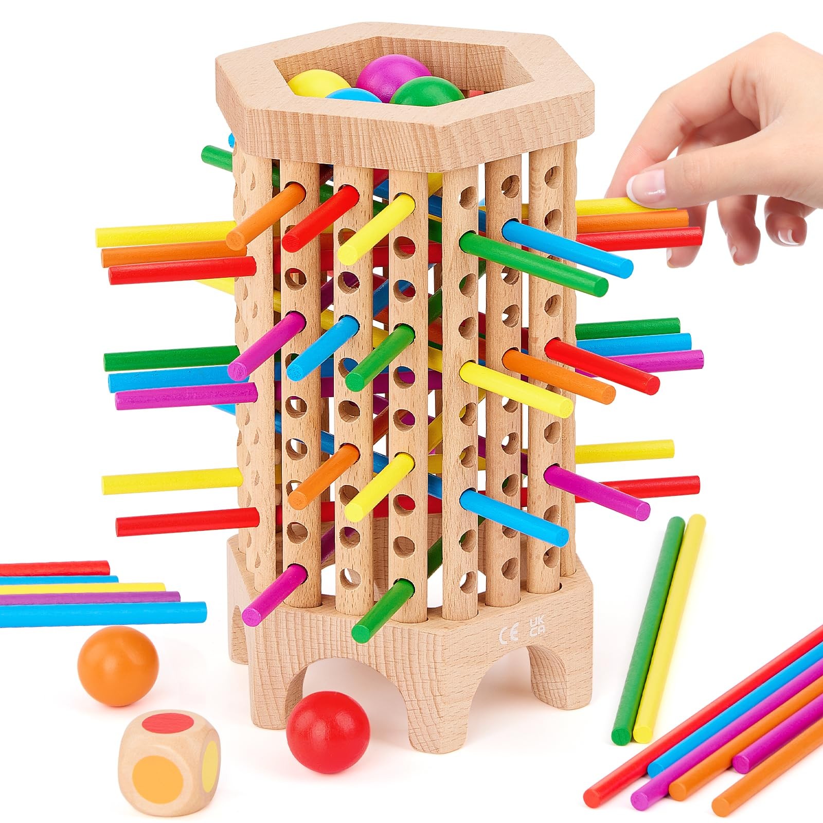 Montessori Game Wooden Board Games for Kids 4-6-8, Colorful Sticks Math Educa…