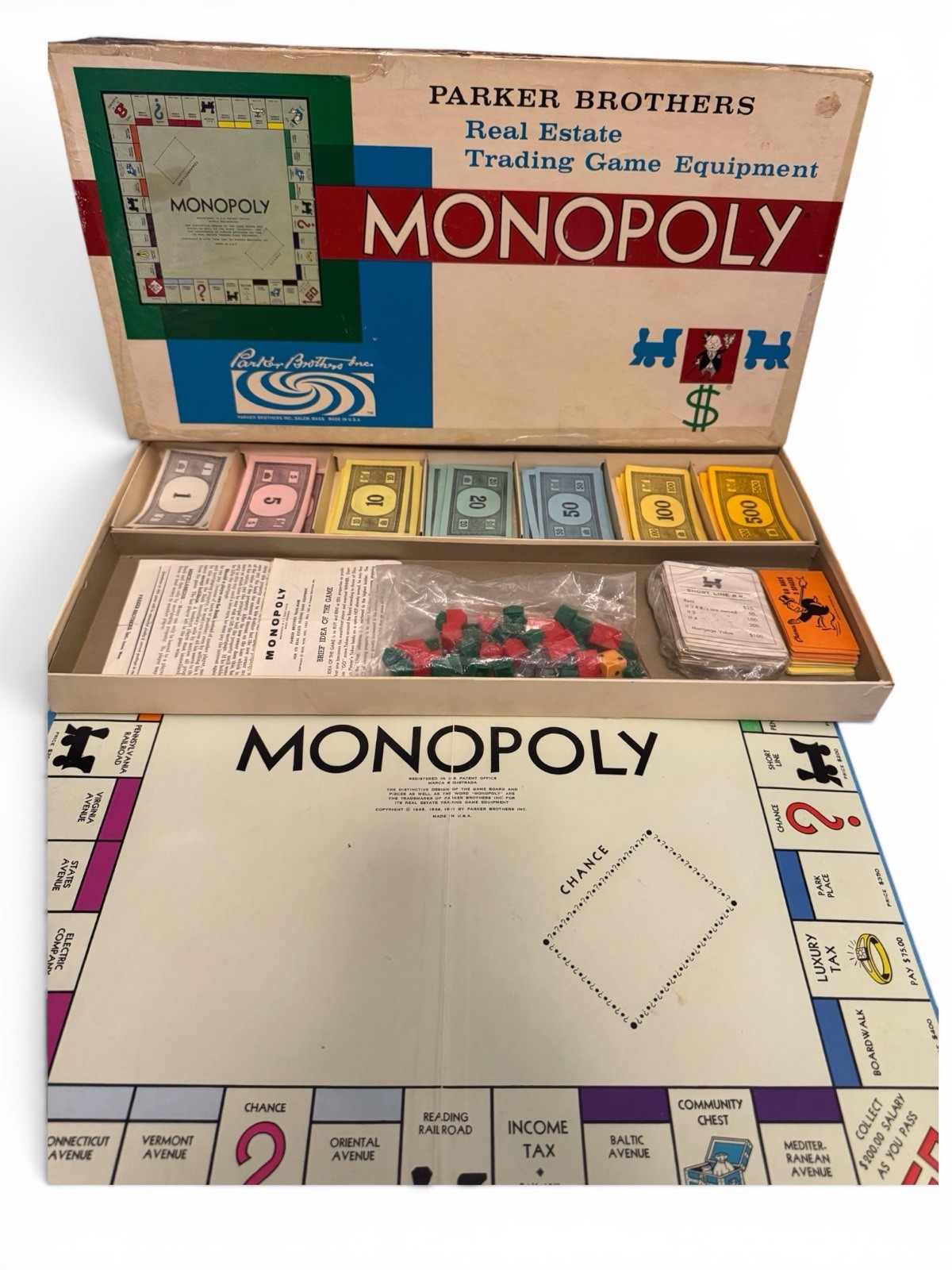 1961 Monopoly Game by Parker Brothers Complete Very Good Condition FREE SHIPPING