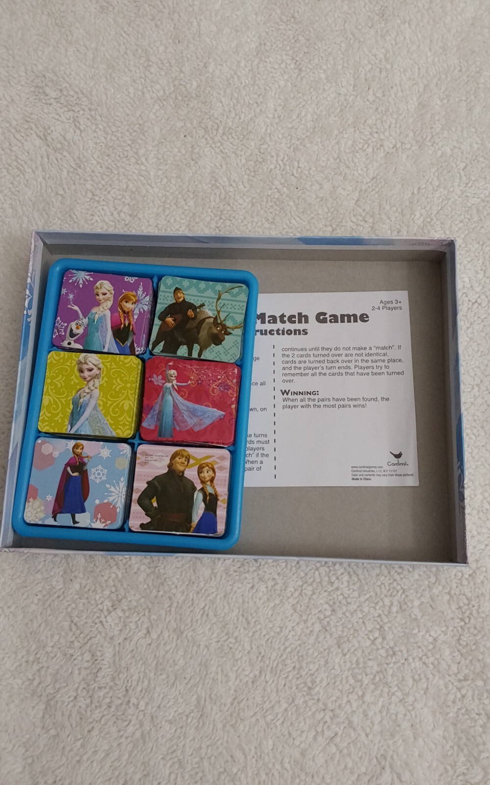 Disney Frozen Memory Match Game 72 Cards Instructions By Cardinal Elsa Anna Olaf