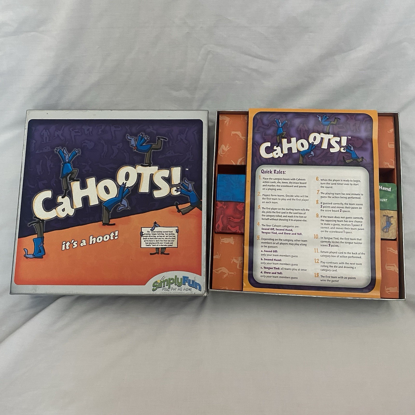 SimplyFun CaHoots! Charades Board Game Dry Erase 2+ Players Ages 6+ 2007