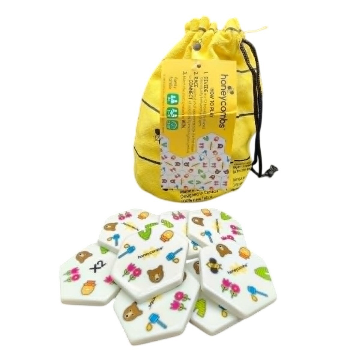 Honeycombs Tile Matching Game Yellow Beehive Bag 52 Pieces Family Strategy Game