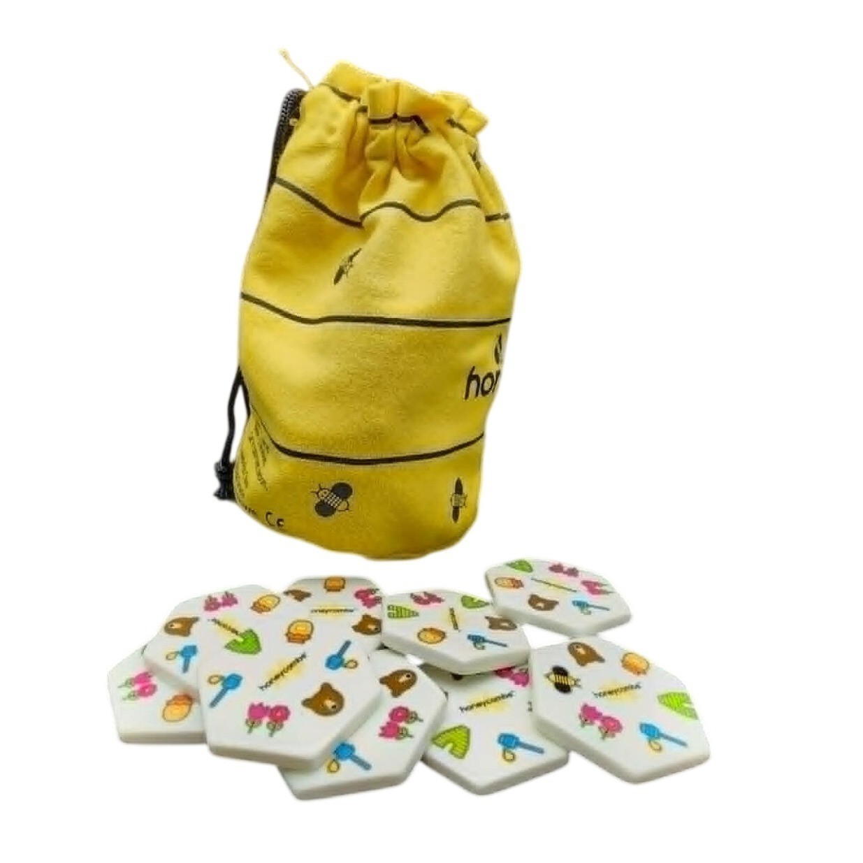 Honeycombs Tile Matching Game Yellow Beehive Bag 52 Pieces Family Strategy Game