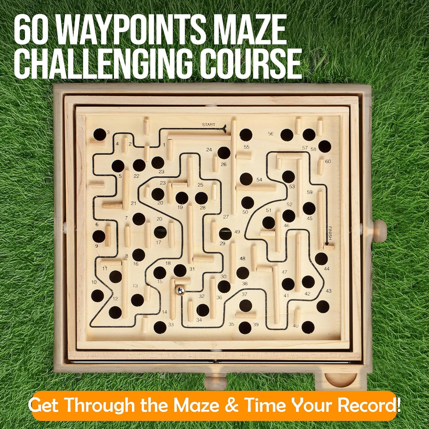STERLING Wooden Labyrinth Marble Maze Game, Large 12.75″ X 11.5″ Tilt Maze Game