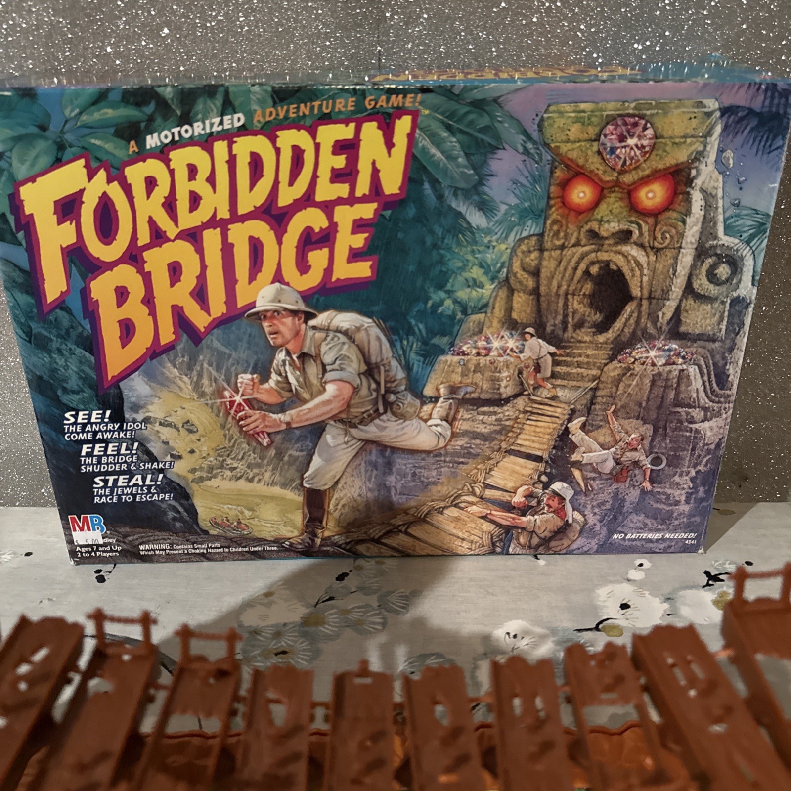 1992 Forbidden Bridge Board Game Milton Bradley Tested WORKING Vintage Rare HTF