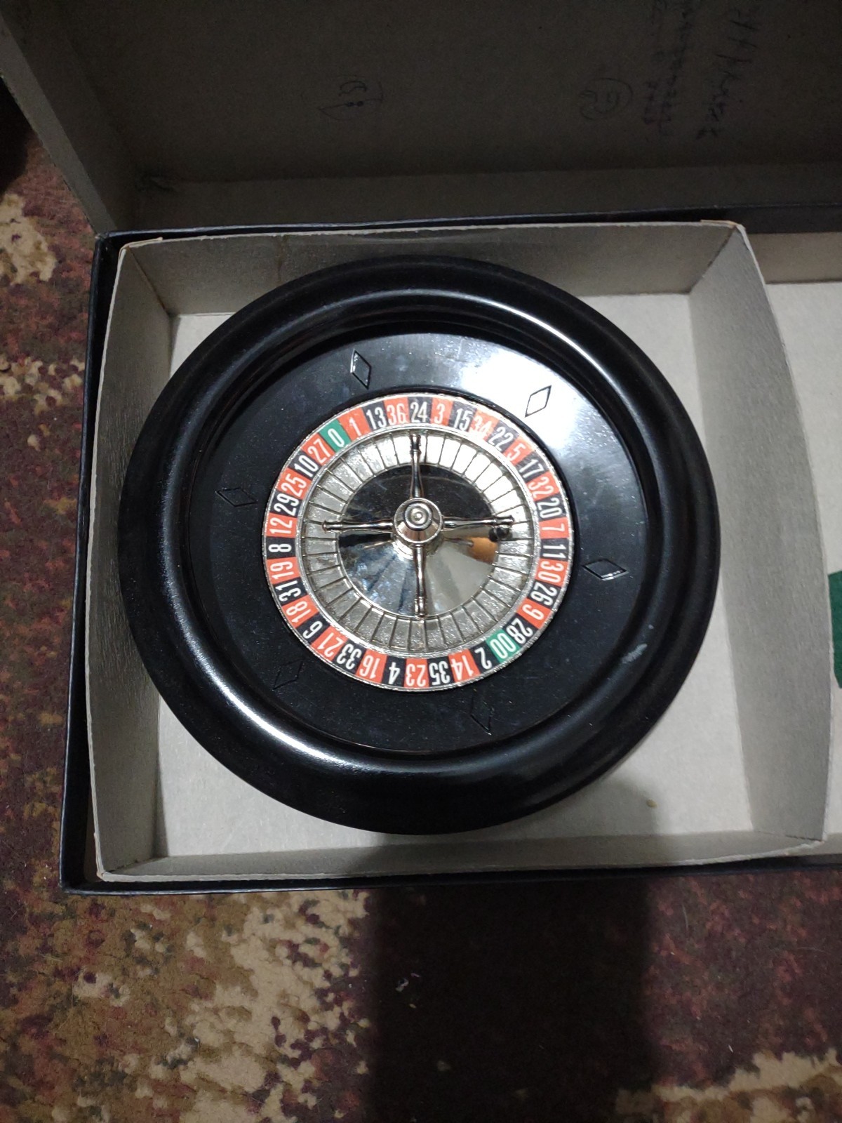 Vintage Roulette Wheel And Felt W Wheel Ball By H Baron Co 1960’s Casino Game
