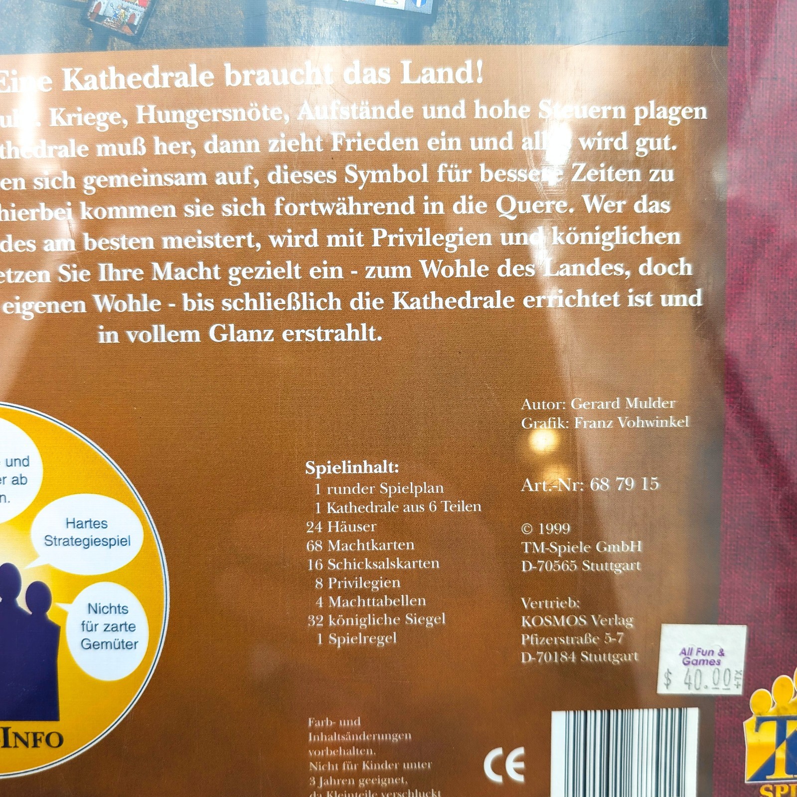 Krieg und Frieden 1999 German Medieval Cathedral Strategy Board Game Vintage