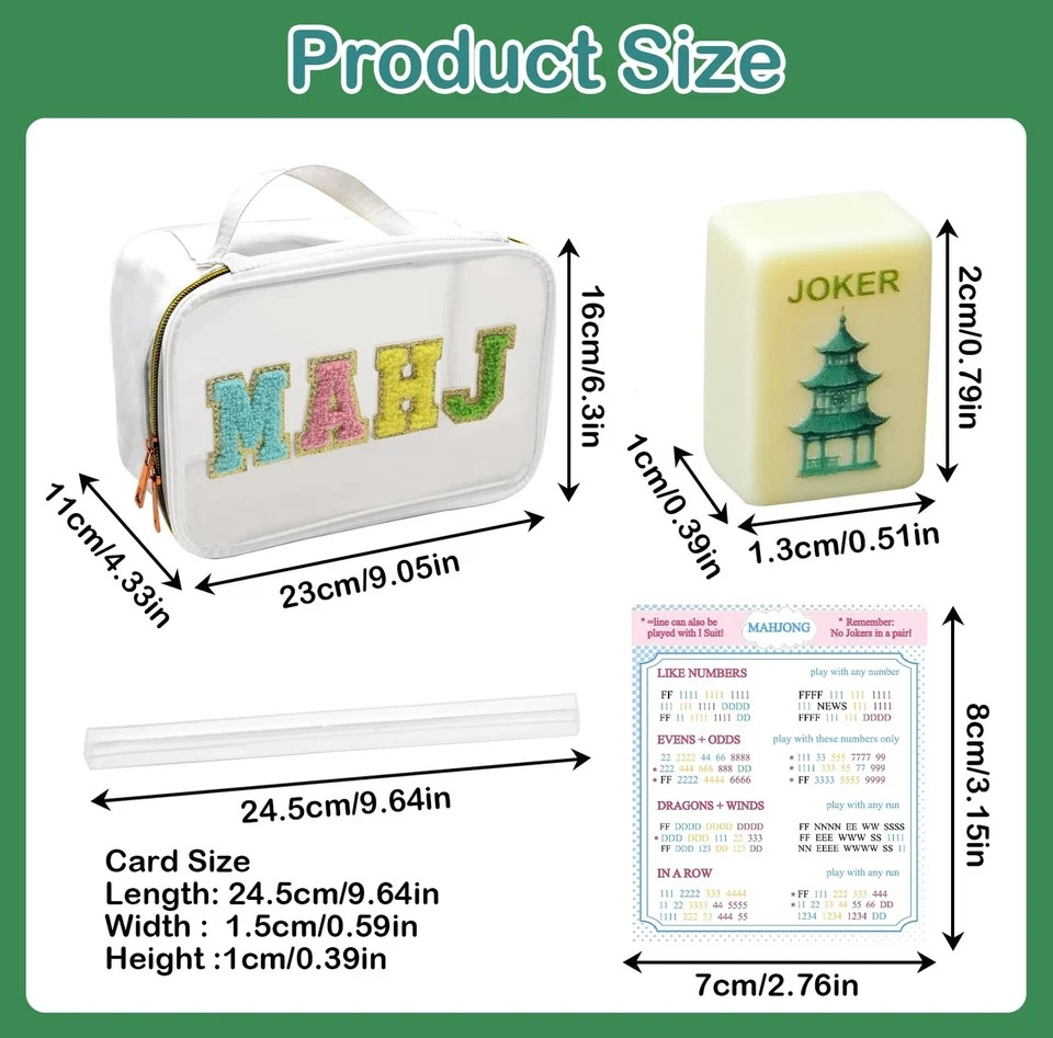 TUSAUW Mini American Mahjong Tile Set Include 166 0.8 Inch Mahjong Tiles 4 Di…