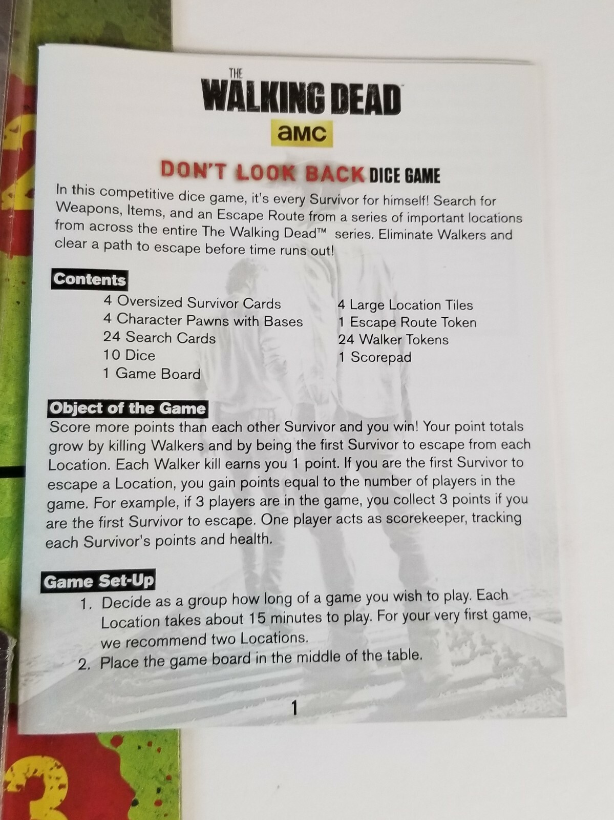 The Walking Dead Don’t Look Back Dice Game New Open Box Cryptozoic 2014