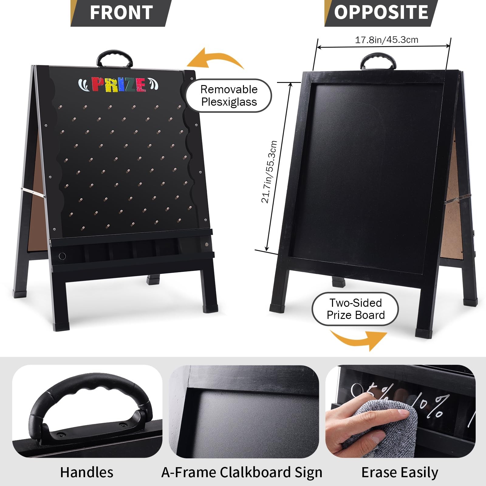 Prize Drop Game Board, 21″x30″ Foldable Double-Sided Design with Wooden A-Fra…