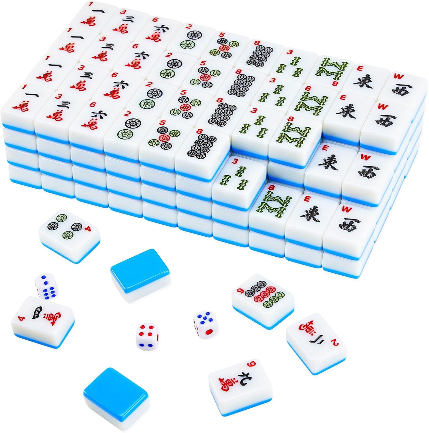 American Mahjong Tile Set, 166 Pcs 1.2″ Mahjong Tiles with 3 Dices 1 Instruction