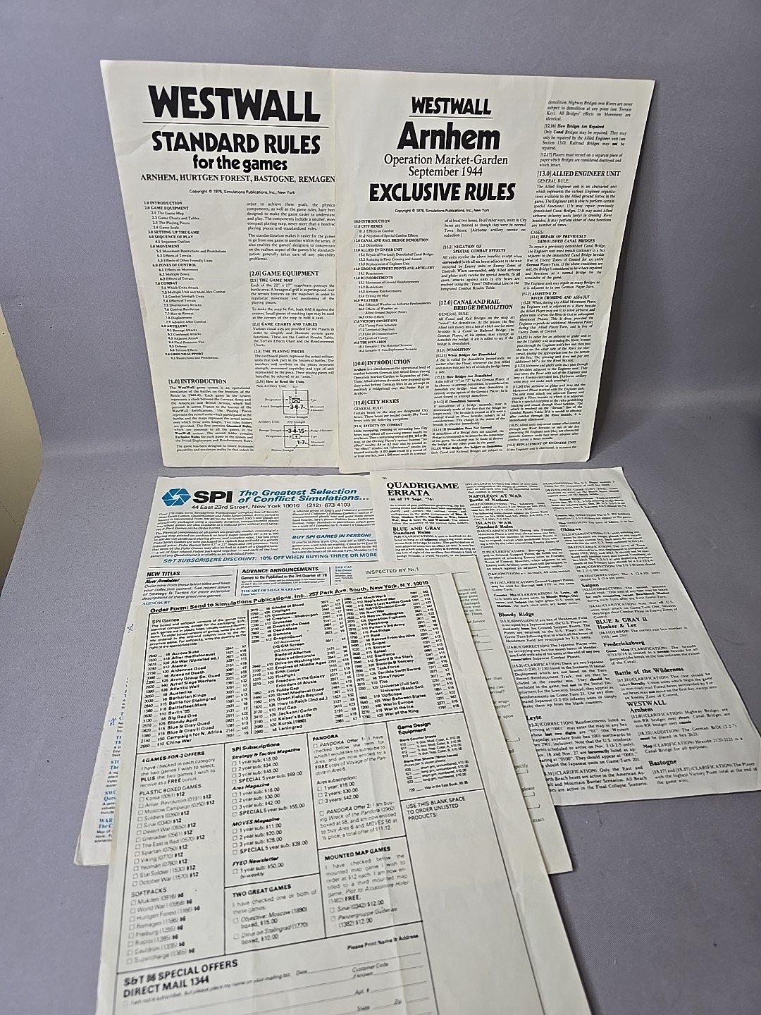 SPI 1976 Arnhem Operation Market Garden Collectors Edition Box Replacement Parts