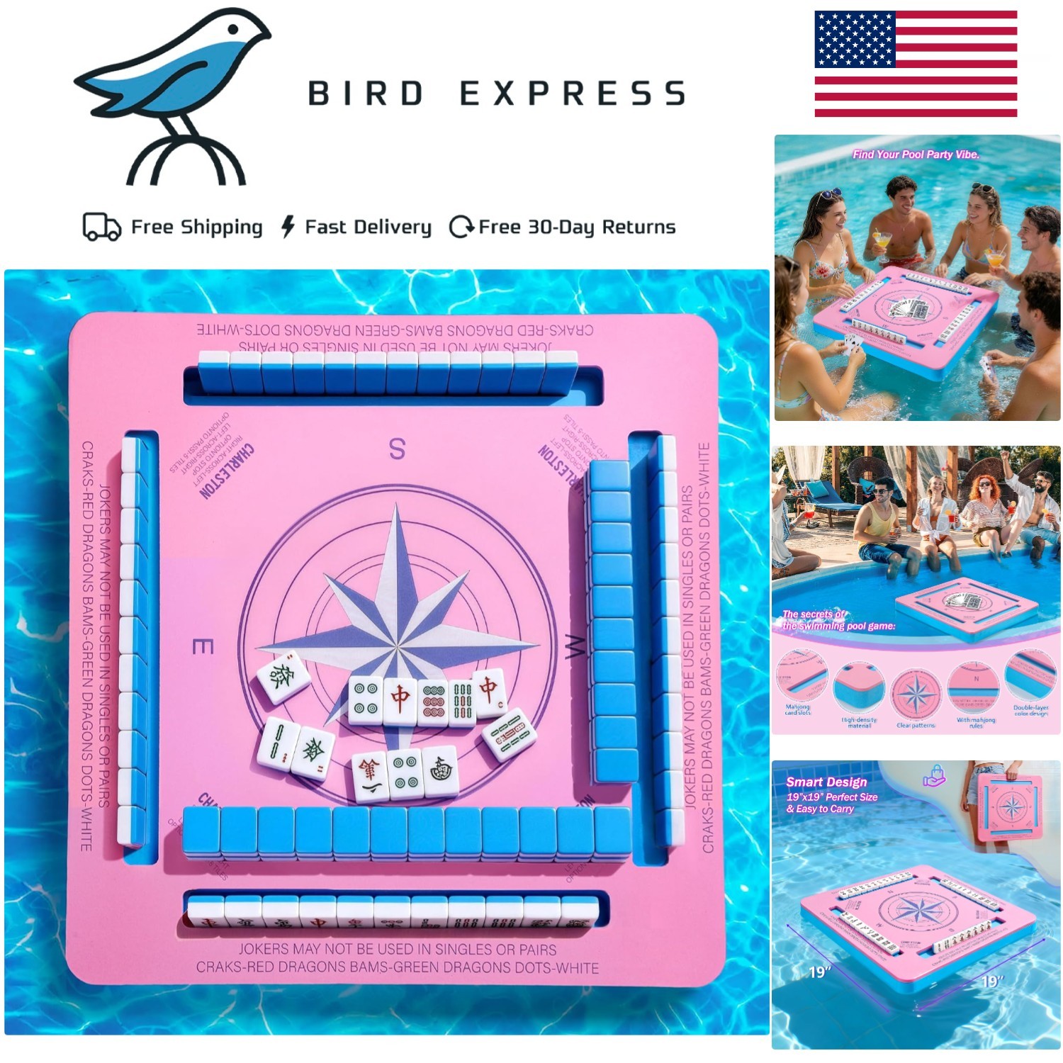 Floating Mahjong Table 19×19 Waterproof EVA Pool Game Surface for Card Games