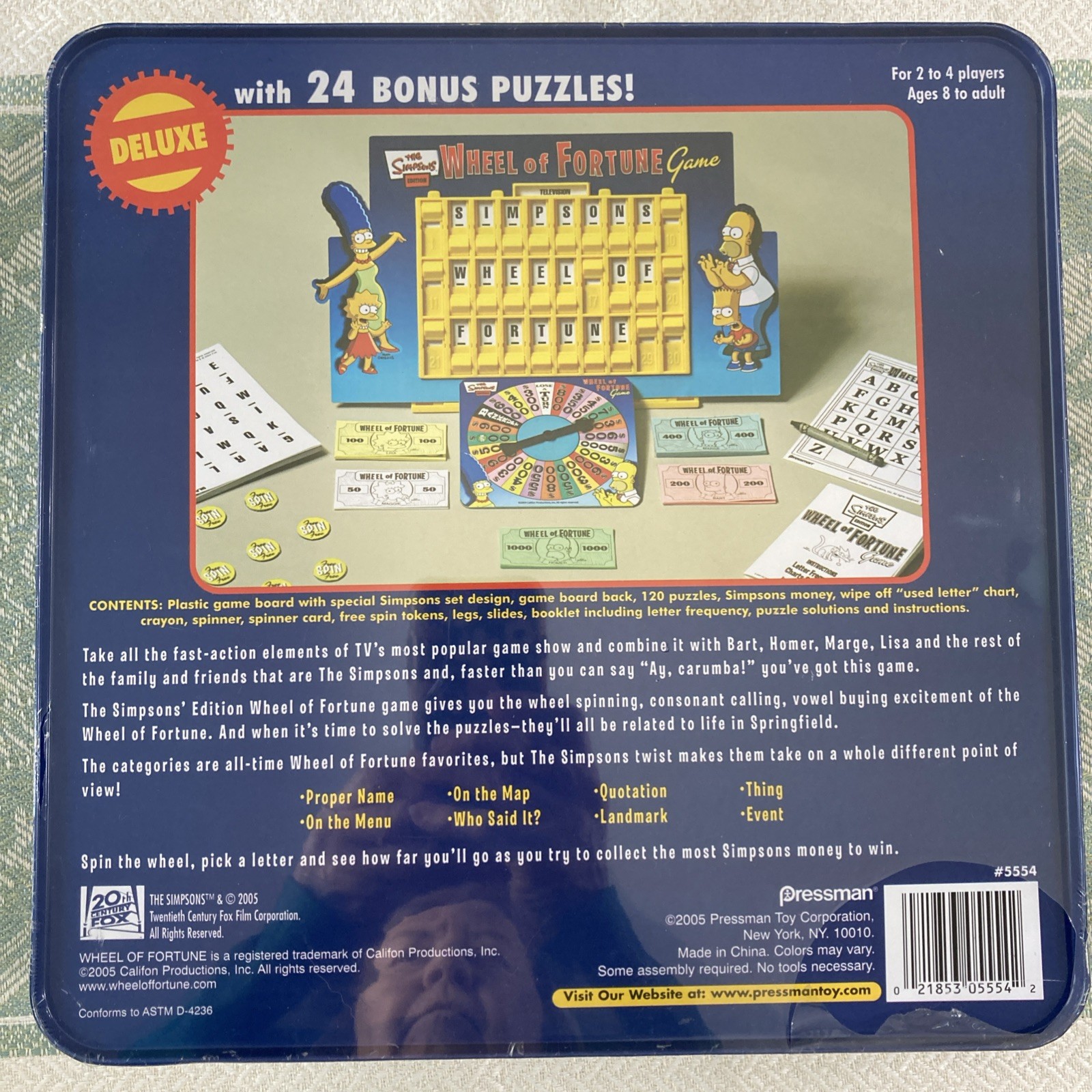 The Simpsons Wheel of Fortune Deluxe Board Game Collector’s Tin NEW Sealed