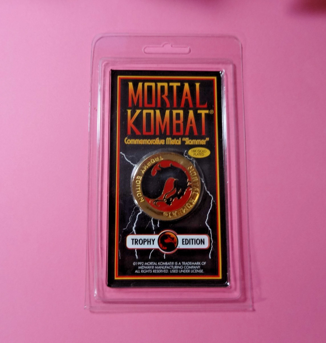 Pogs * 1990s * MORTAL KOMBAT * 18K Gold Plated Metal Slammer * FREE SHIPPING *