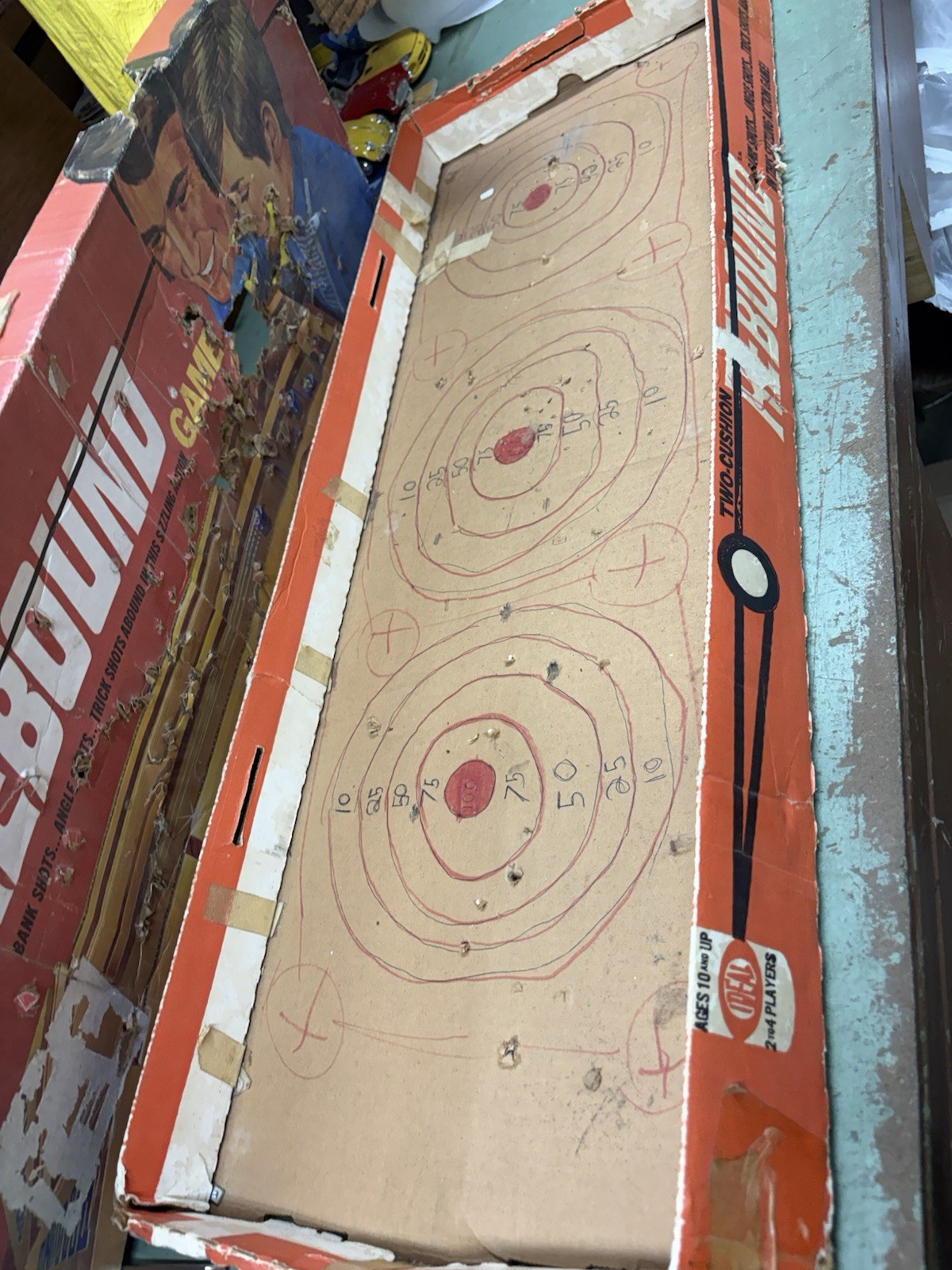 Vintage 1971 IDEAL TWO-CUSHION REBOUND Game in Original Box Retro